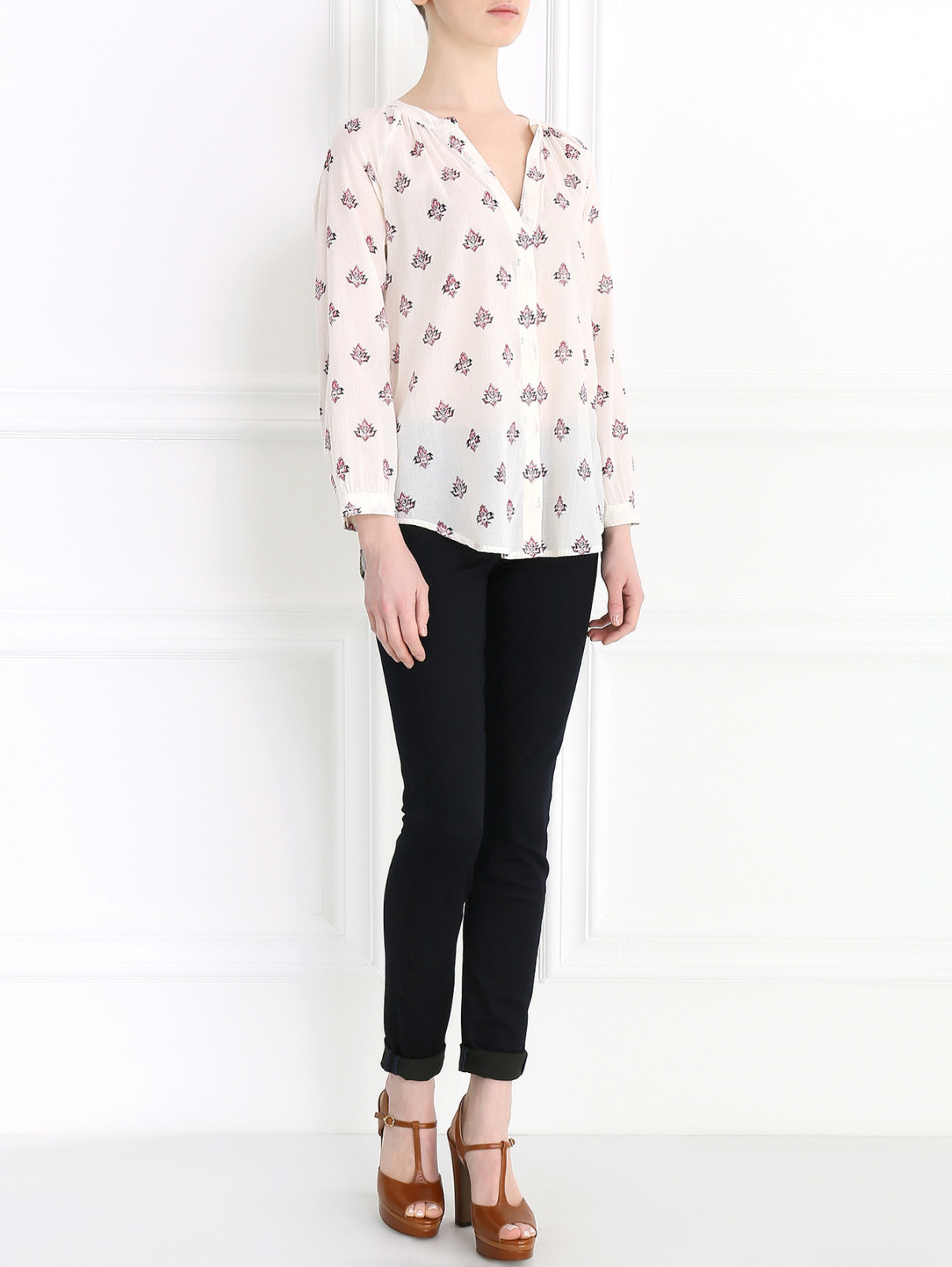 Блуза из хлопка с узором Paige  –  Модель Общий вид  – Цвет:  Узор