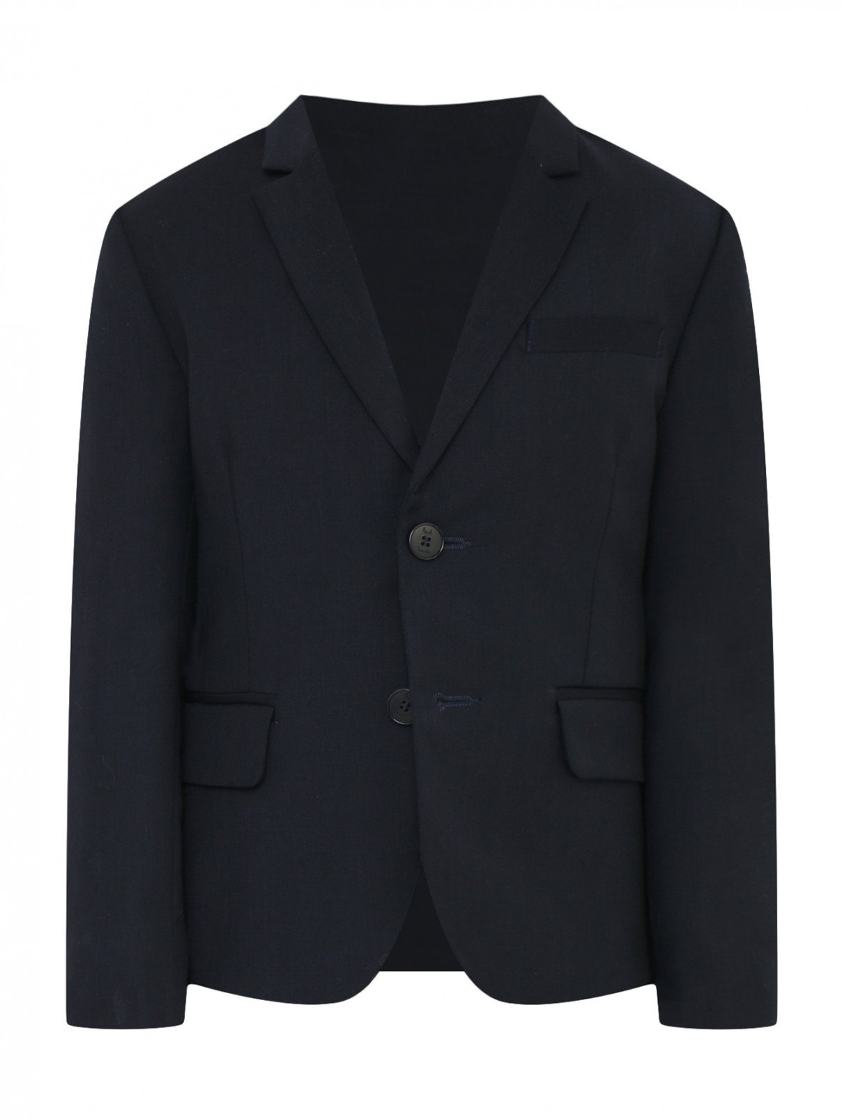 Пиджак классический из шерсти Paul Smith Junior  –  Общий вид  – Цвет:  Синий