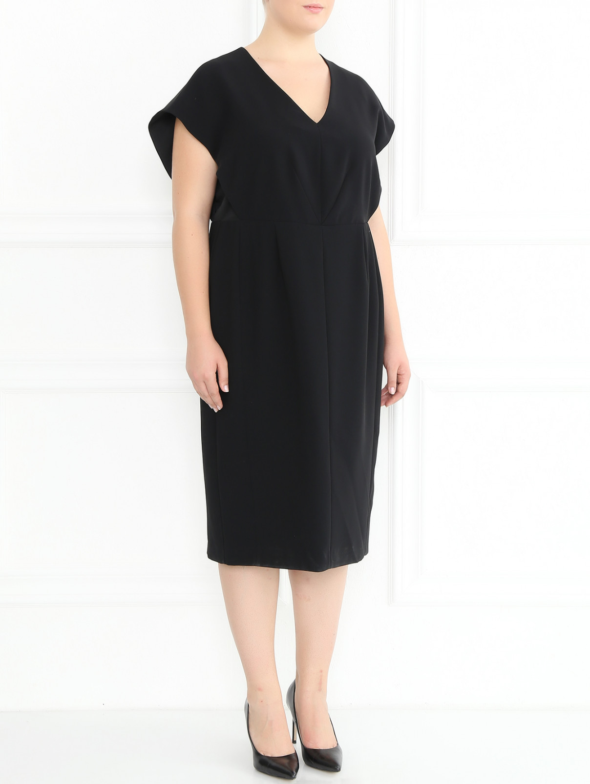 Платье-футляр с рукавами "летучая мышь" Marina Rinaldi  –  Модель Общий вид  – Цвет:  Черный