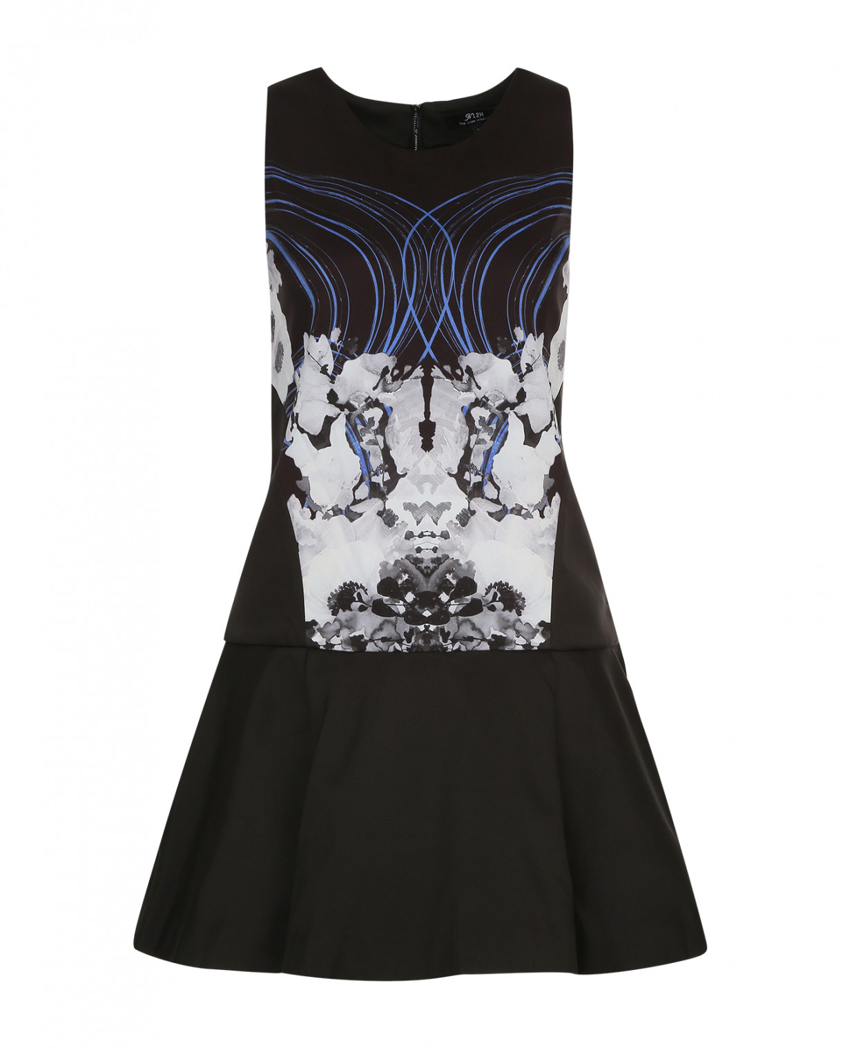 Платье-мини с принтом N12H  –  Общий вид  – Цвет:  Черный