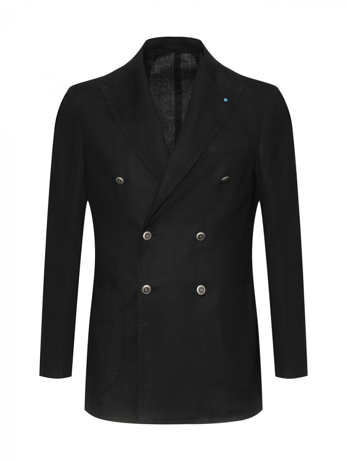 Пиджак из льна Giampaolo  –  Общий вид  – Цвет:  Черный