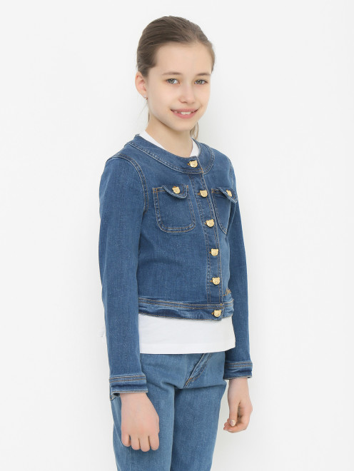 Джинсовая куртка с фигурными пуговицами Moschino - МодельВерхНиз