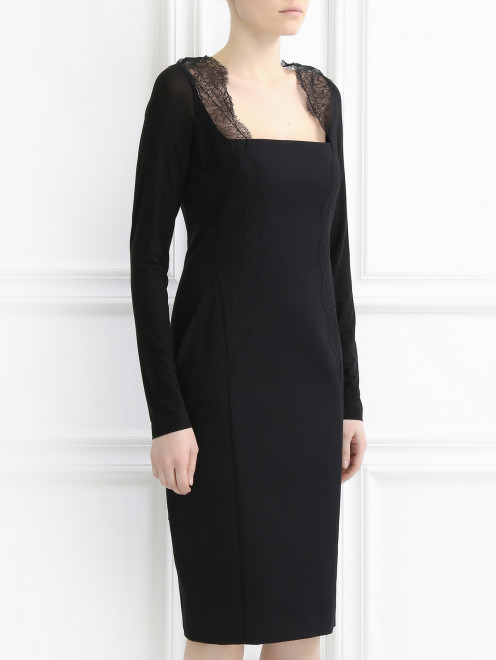 Платье из хлопка с кружевными вставками Donna Karan - Модель Верх-Низ
