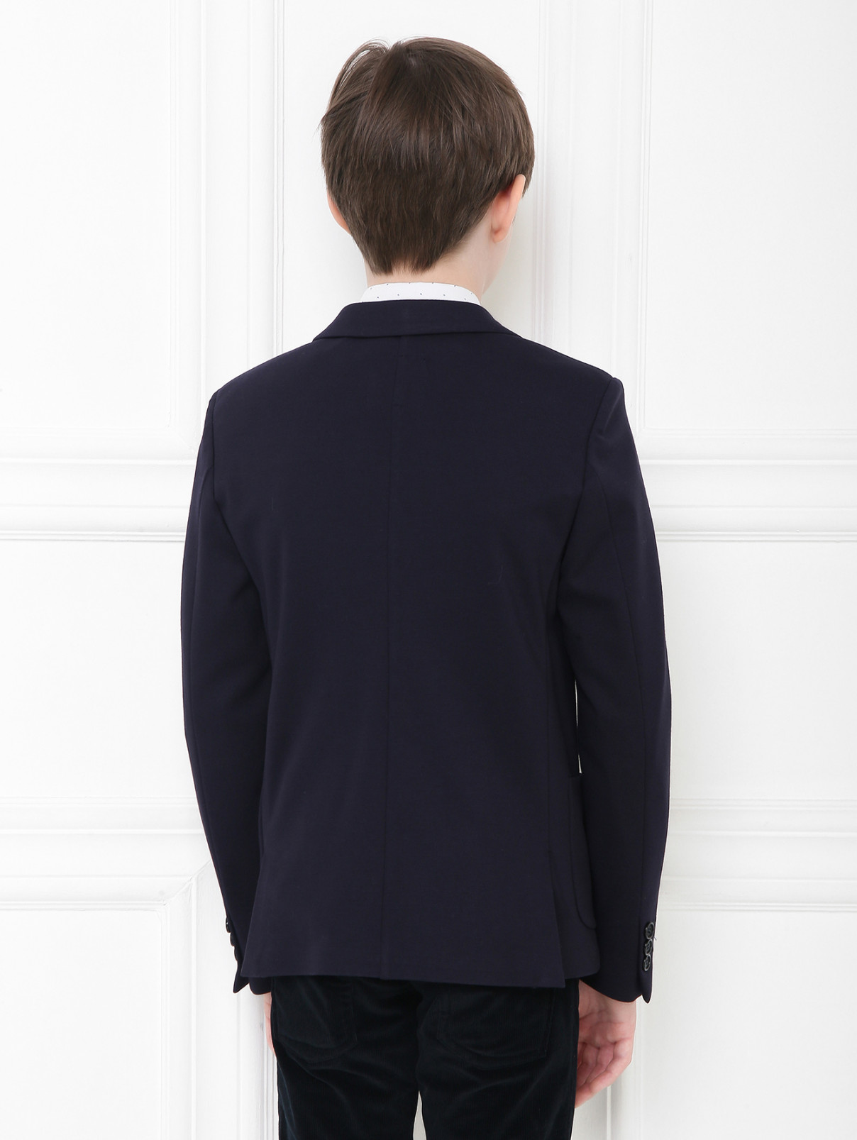 Однобортный пиджак с накладными карманами Dal Lago  –  МодельВерхНиз1  – Цвет:  Синий