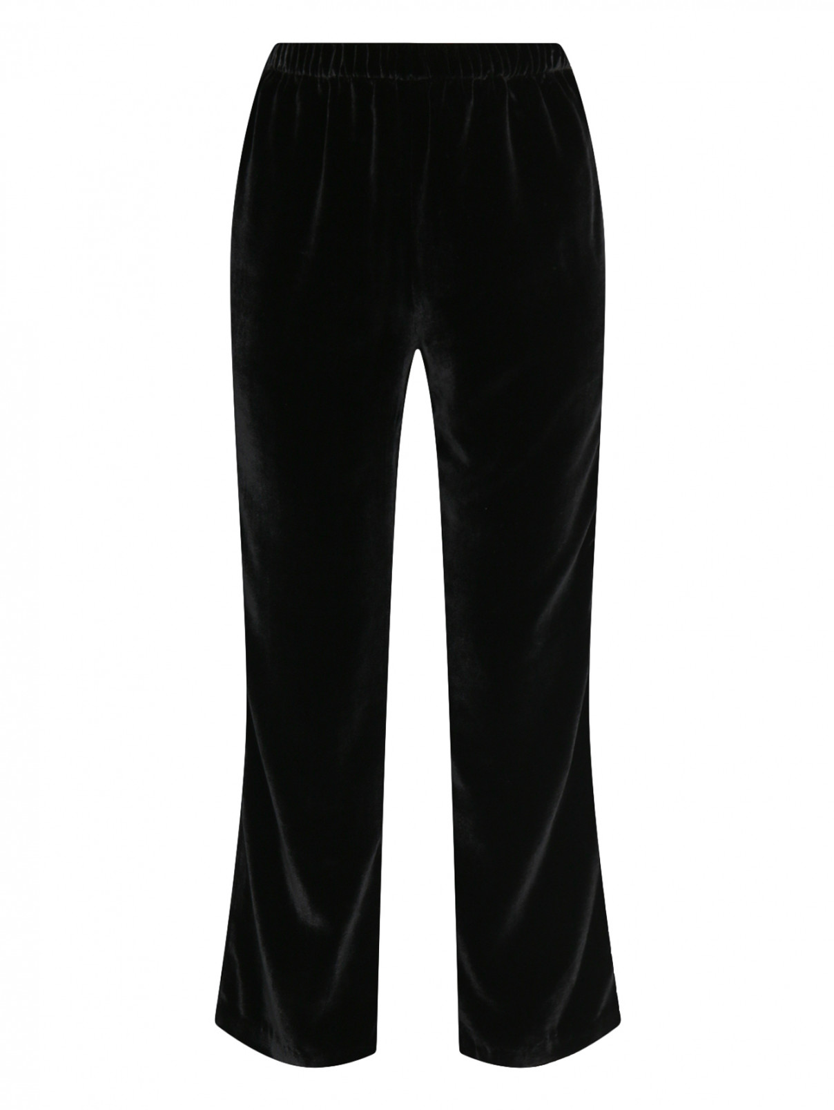 Бархатные укороченные брюки из шелка на резинке Ermanno Scervino  –  Общий вид  – Цвет:  Черный