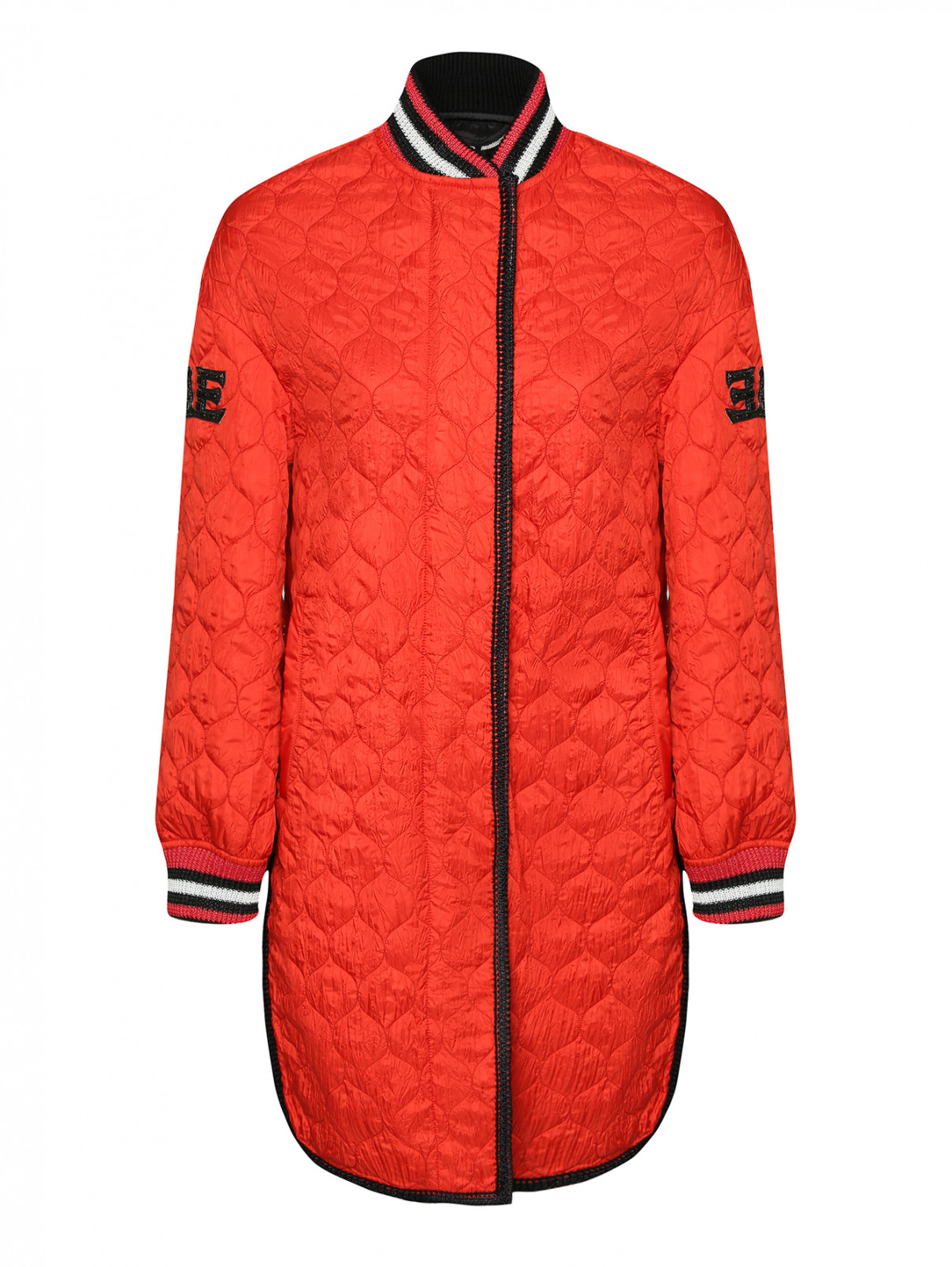 Пальто стеганое с разрезом Ermanno Scervino  –  Общий вид  – Цвет:  Красный