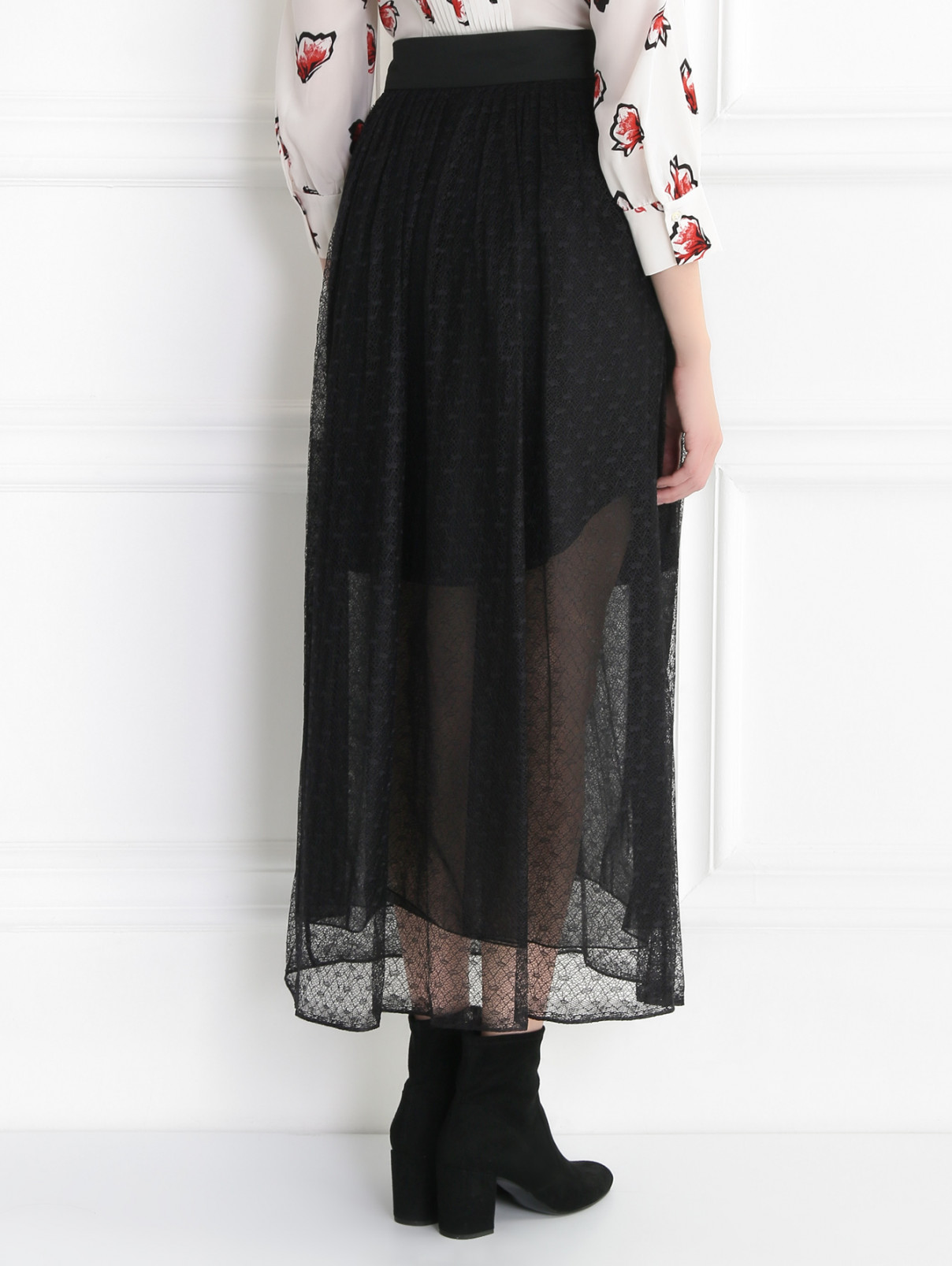 Полупрозрачная юбка-миди с контрастной отделкой Dorothee Schumacher  –  МодельВерхНиз1  – Цвет:  Черный
