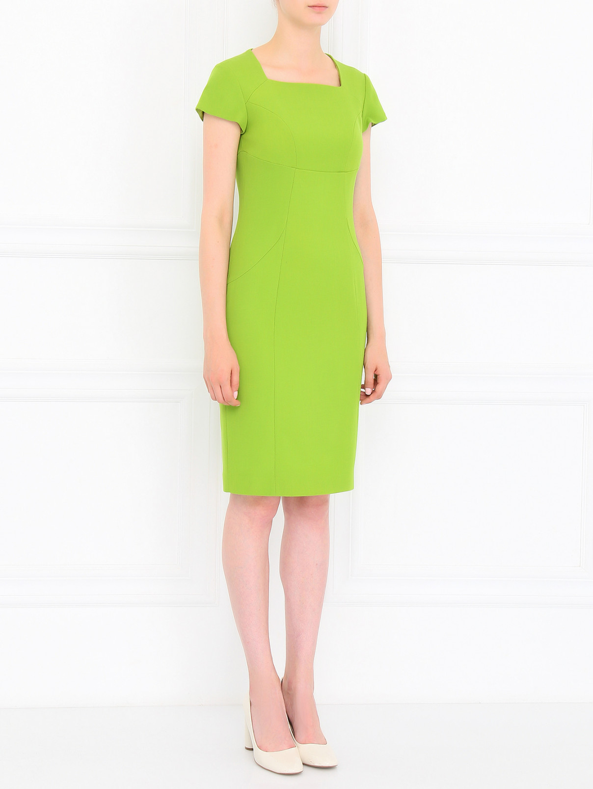 Платье-футляр из шерсти Moschino Cheap&Chic  –  Модель Общий вид  – Цвет:  Зеленый