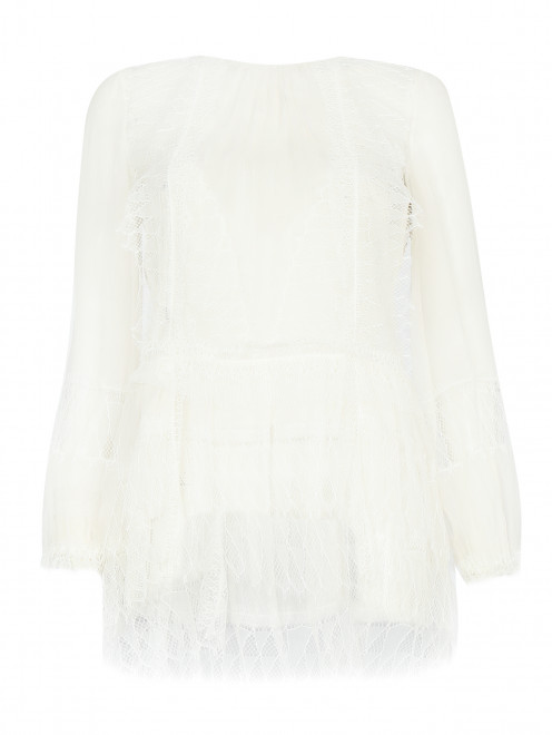 Блуза из шелка с декоративной кружевной отделкой Alberta Ferretti - Общий вид