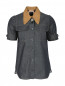 Блуза из хлопка асимметричного кроя с контрастной отделкой N21  –  Общий вид