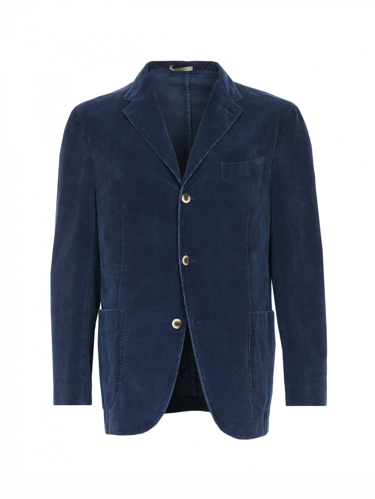 Пиджак однобортный из хлопка и кашемира Boglioli  –  Общий вид  – Цвет:  Синий