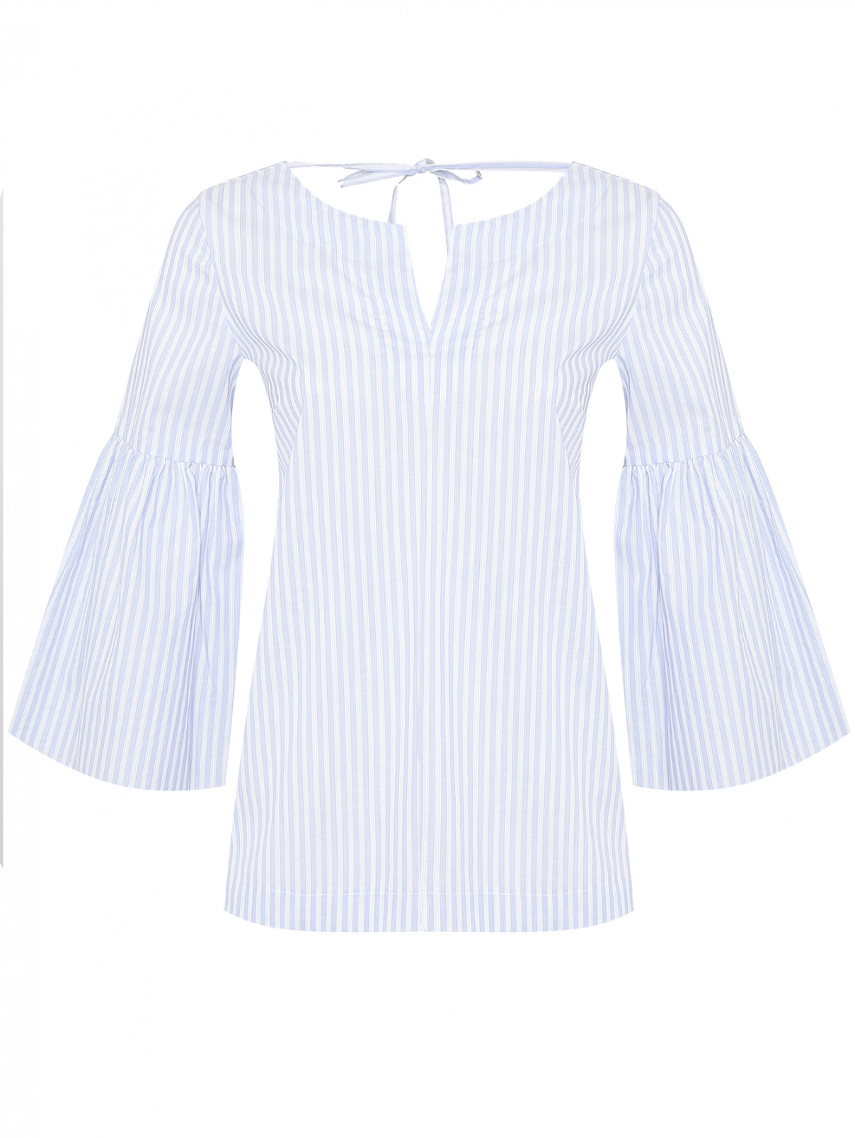 Блуза из хлопка в полоску Caractere  –  Общий вид  – Цвет:  Белый
