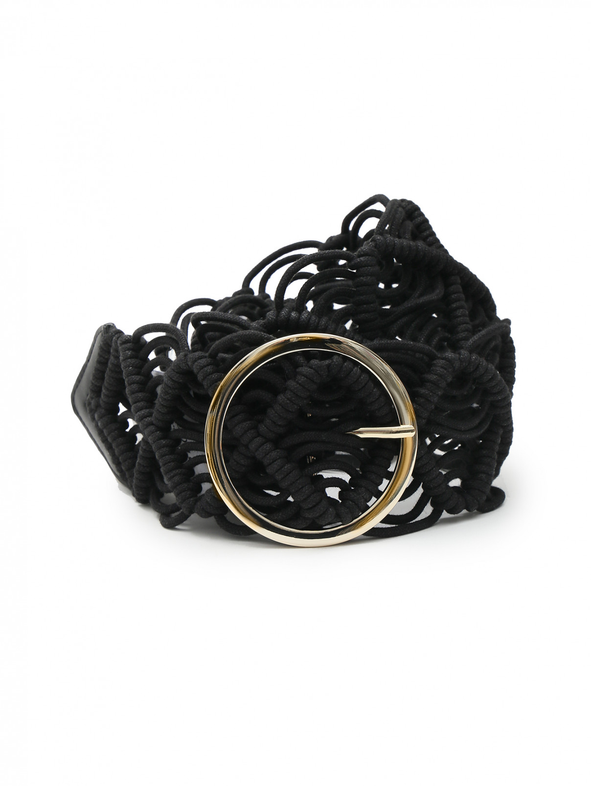 Плетеный ремень с металлической пряжкой Penny Black  –  Общий вид  – Цвет:  Черный