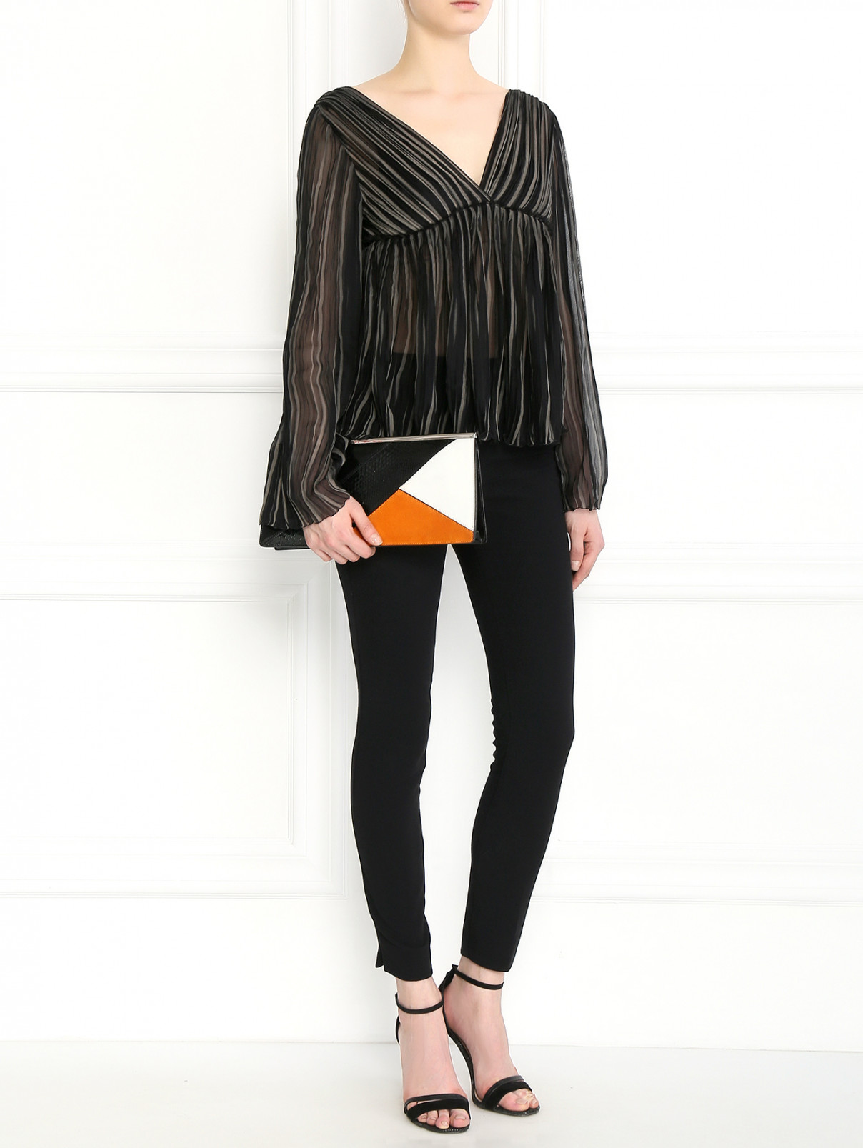 Блуза из шелка с узором "полоска" Alberta Ferretti  –  Модель Общий вид  – Цвет:  Узор