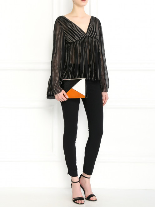 Блуза из шелка с узором "полоска" Alberta Ferretti - Модель Общий вид