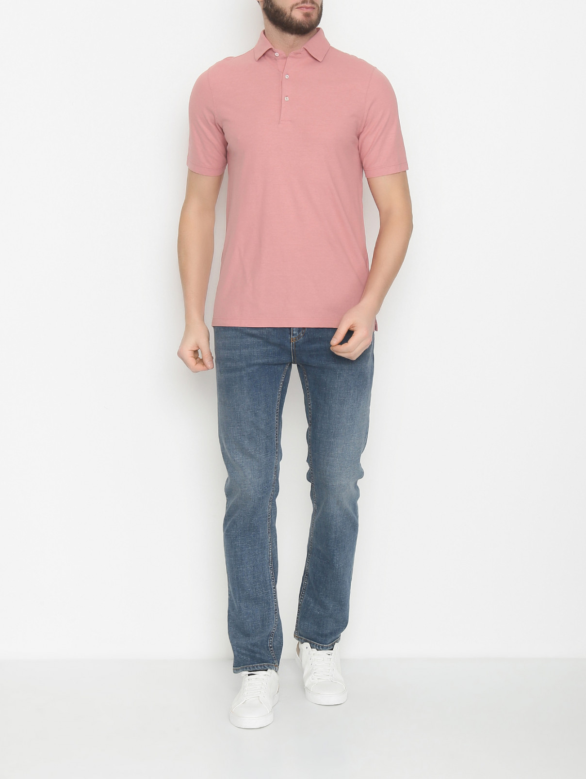 Поло из хлопка LARDINI  –  МодельОбщийВид  – Цвет:  Розовый