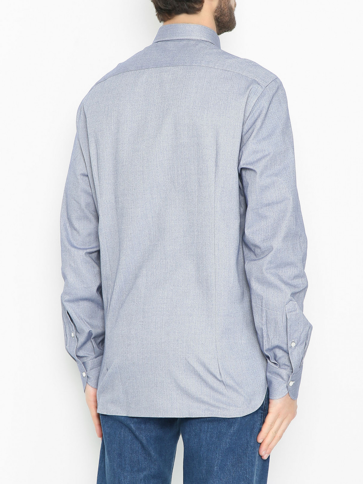 Рубашка из хлопка с узором Boglioli  –  МодельВерхНиз1  – Цвет:  Синий