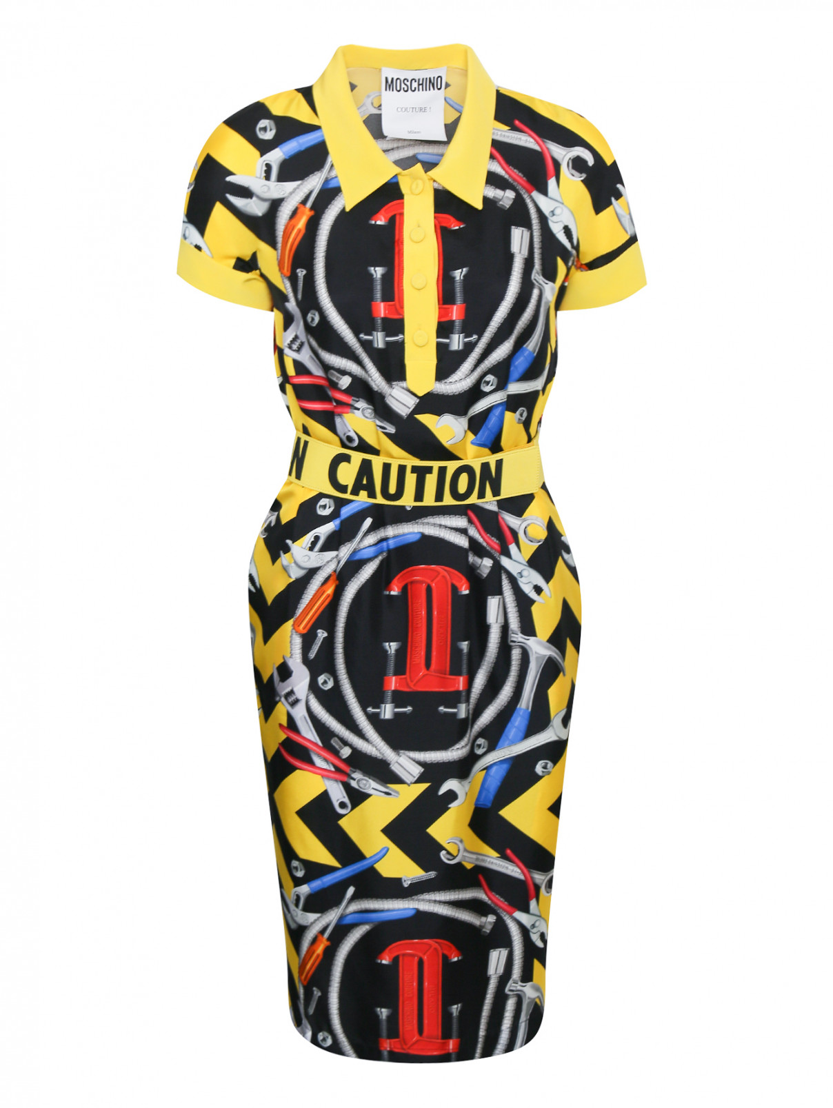 Платье из шелка с узором Moschino Couture  –  Общий вид  – Цвет:  Узор