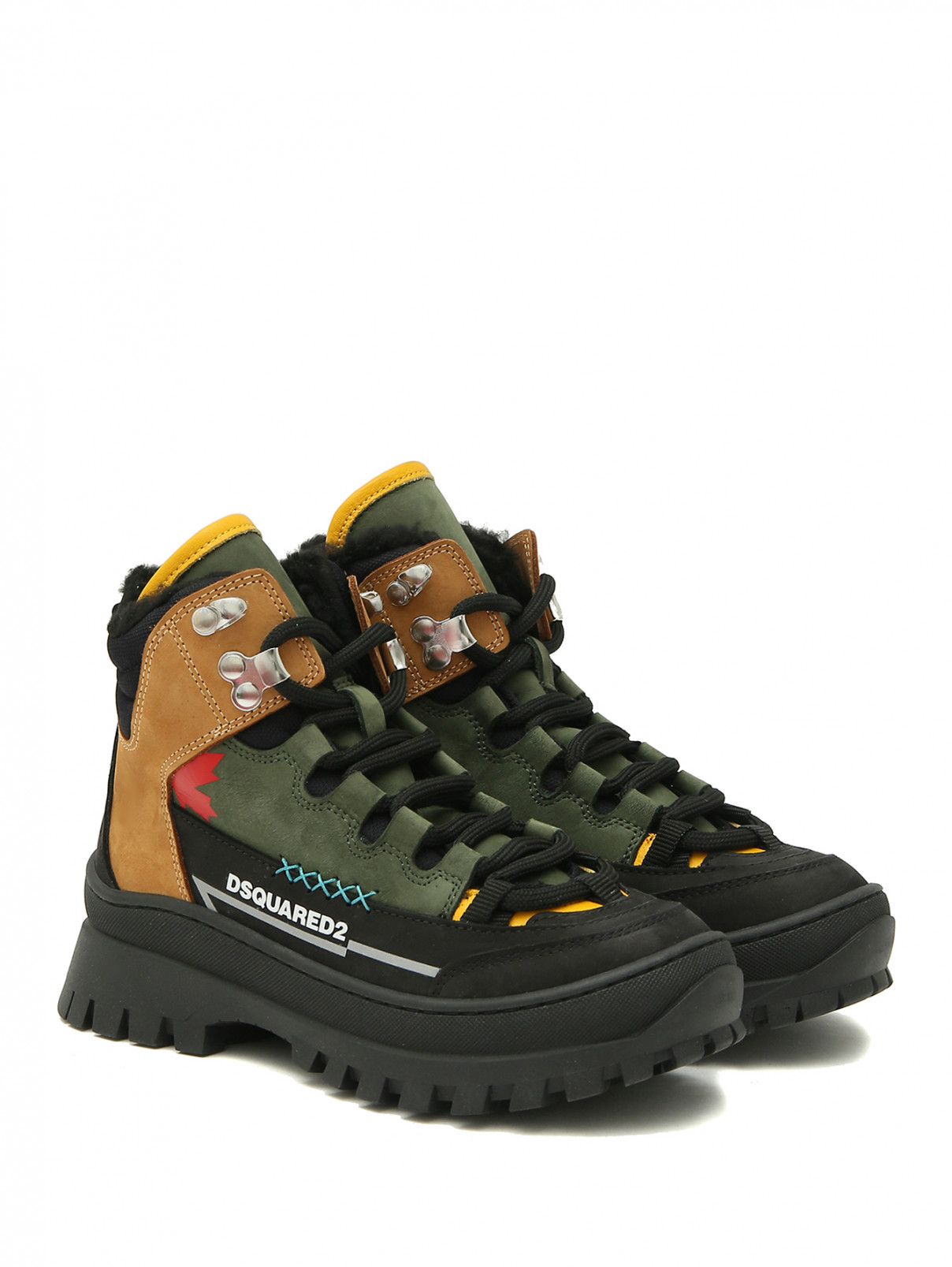 Ботинки колорблок из нубука Dsquared2  –  Общий вид  – Цвет:  Черный