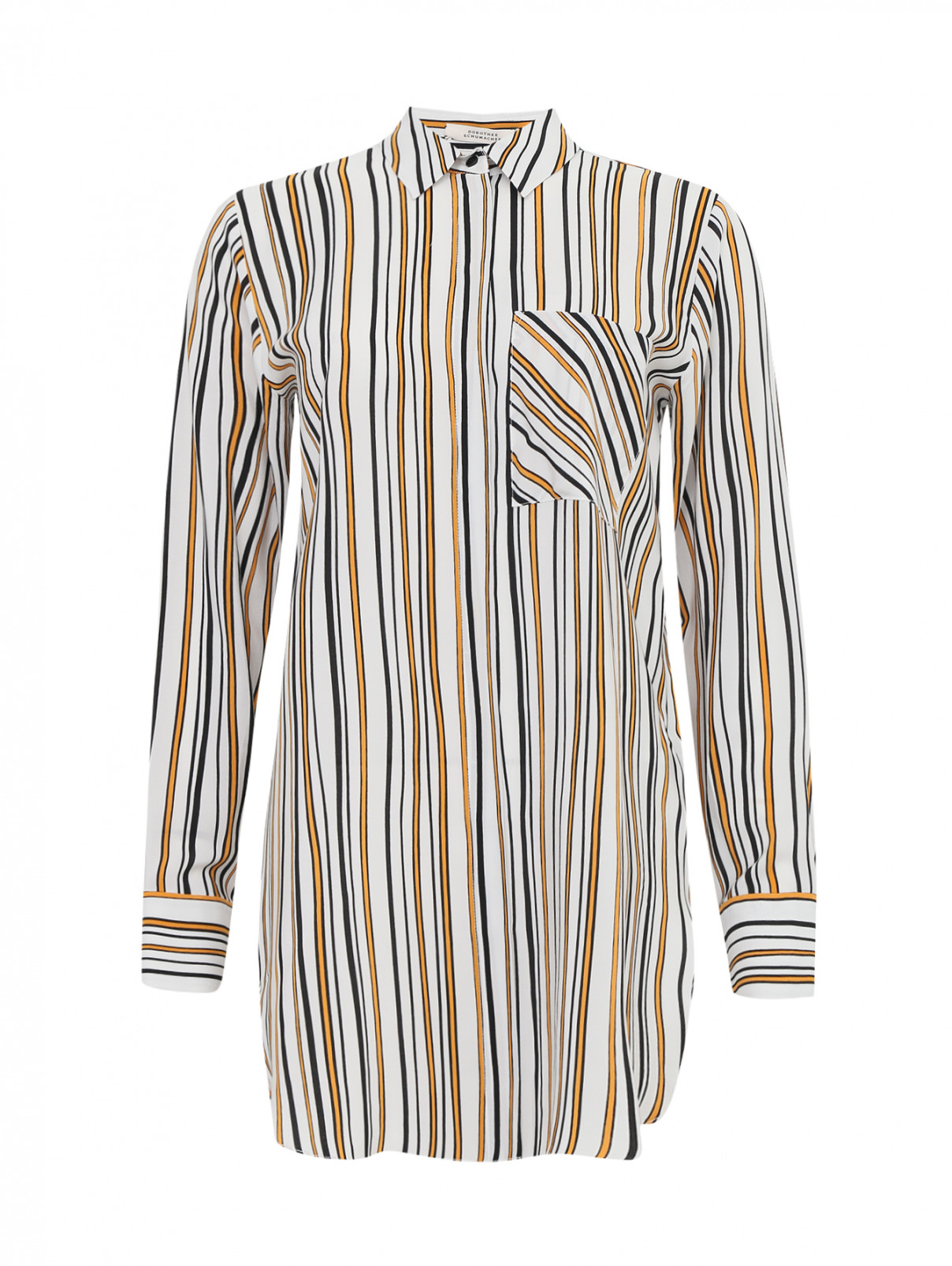 Удлиненная блуза из шелка с узором "полоска" Dorothee Schumacher  –  Общий вид  – Цвет:  Узор