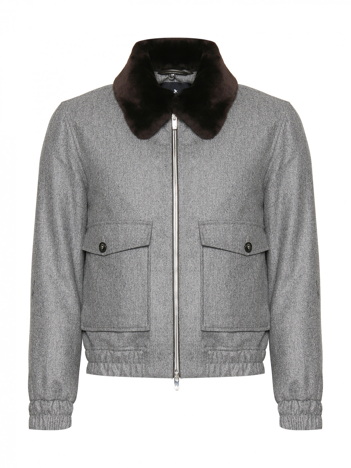 Куртка на молнии с отстегивающимся меховым воротником Tombolini  –  Общий вид  – Цвет:  Серый