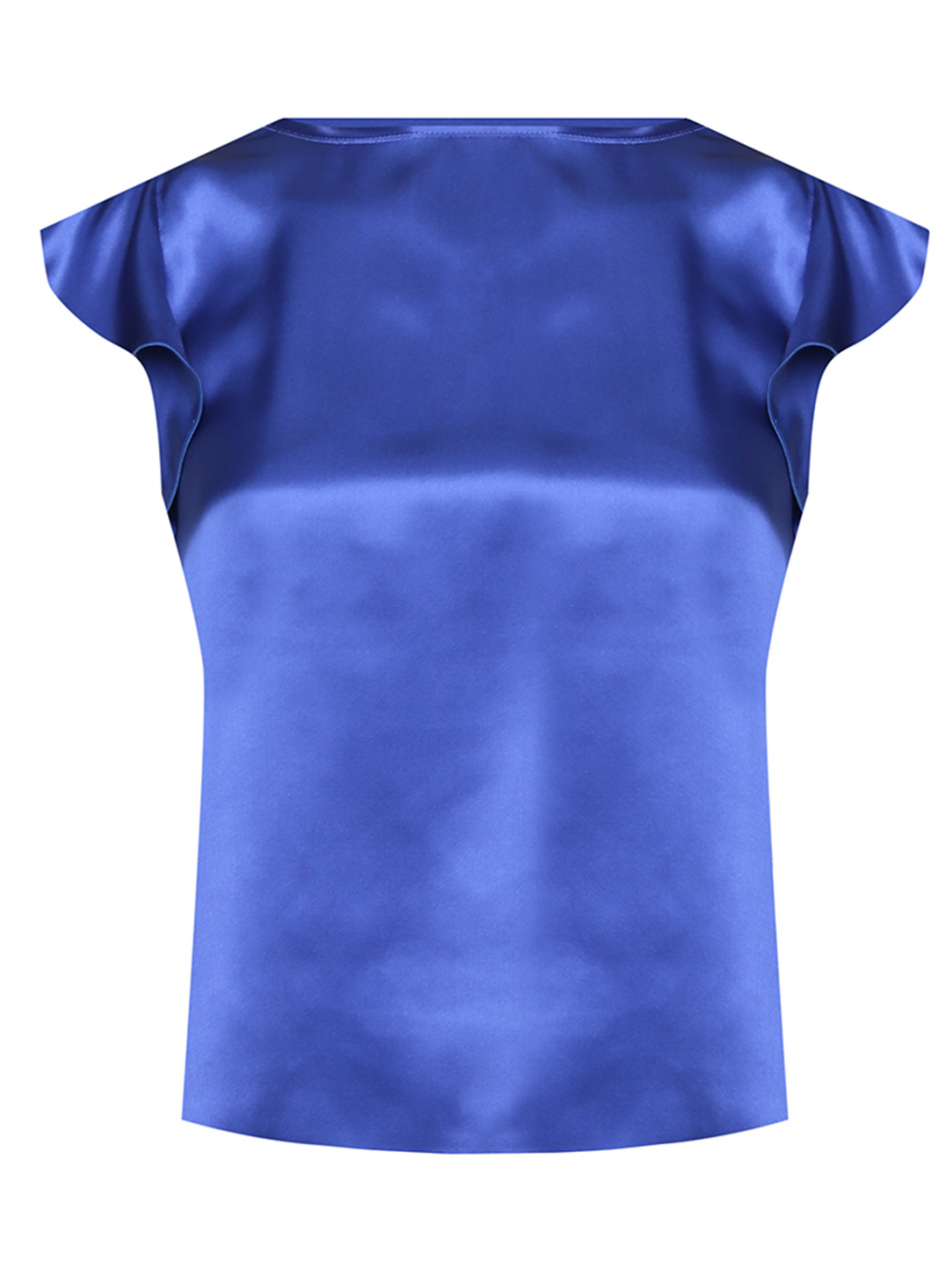 Блуза из шелка с воланами Max&Co  –  Общий вид  – Цвет:  Синий