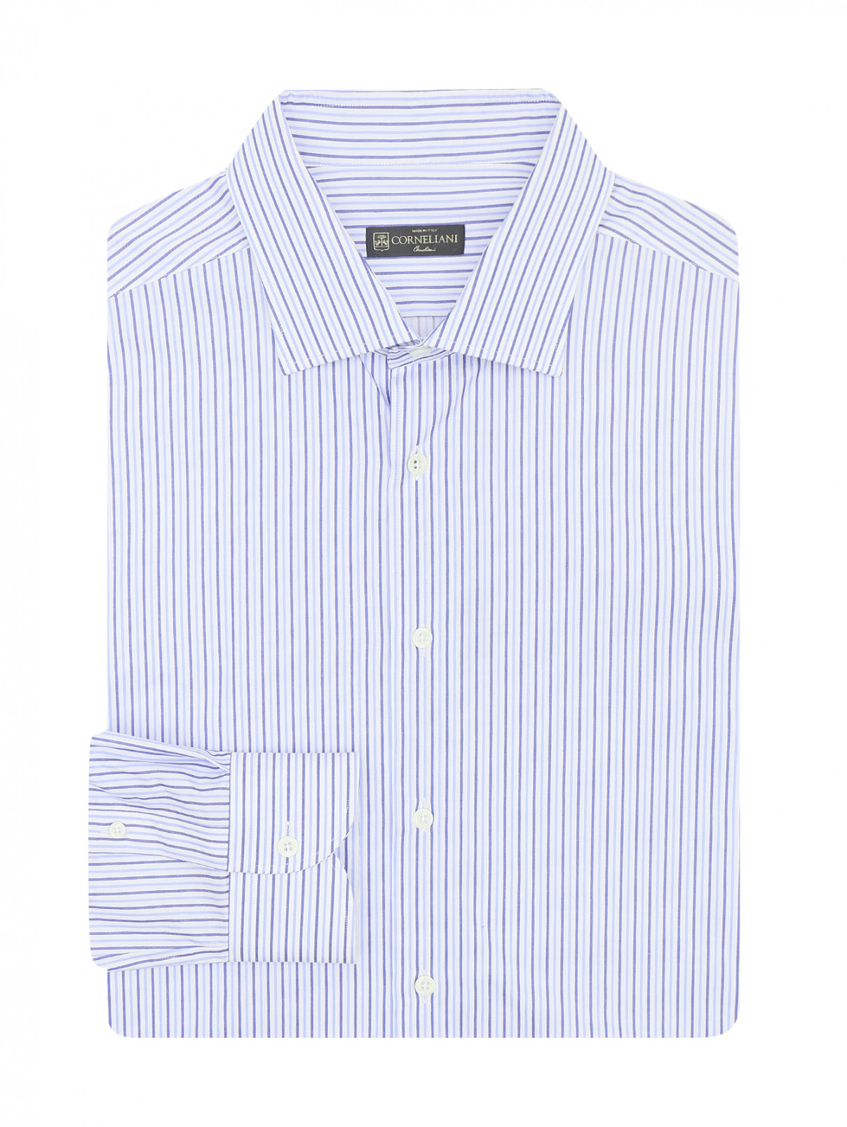 Рубашка из хлопка с узором "полоска" Corneliani  –  Общий вид  – Цвет:  Узор