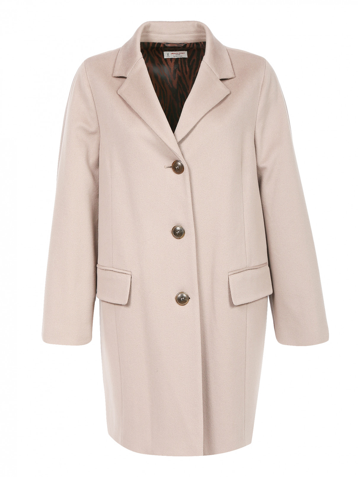 Пальто из шерсти прямого кроя с карманами Alberto Biani  –  Общий вид  – Цвет:  Серый