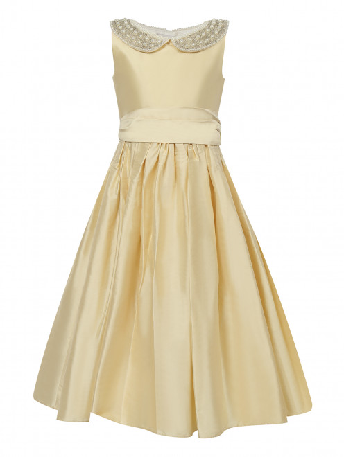 Платье из шелка с воротничком расшитым бусинами и бисером - Общий вид