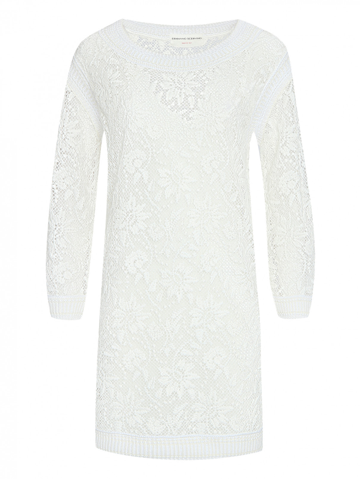 Трикотажное платье из смешанного хлопка Ermanno Scervino  –  Общий вид  – Цвет:  Белый