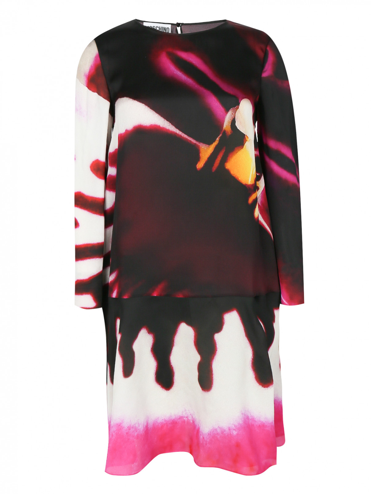 Платье-мини свободного кроя с узором Moschino Couture  –  Общий вид  – Цвет:  Узор