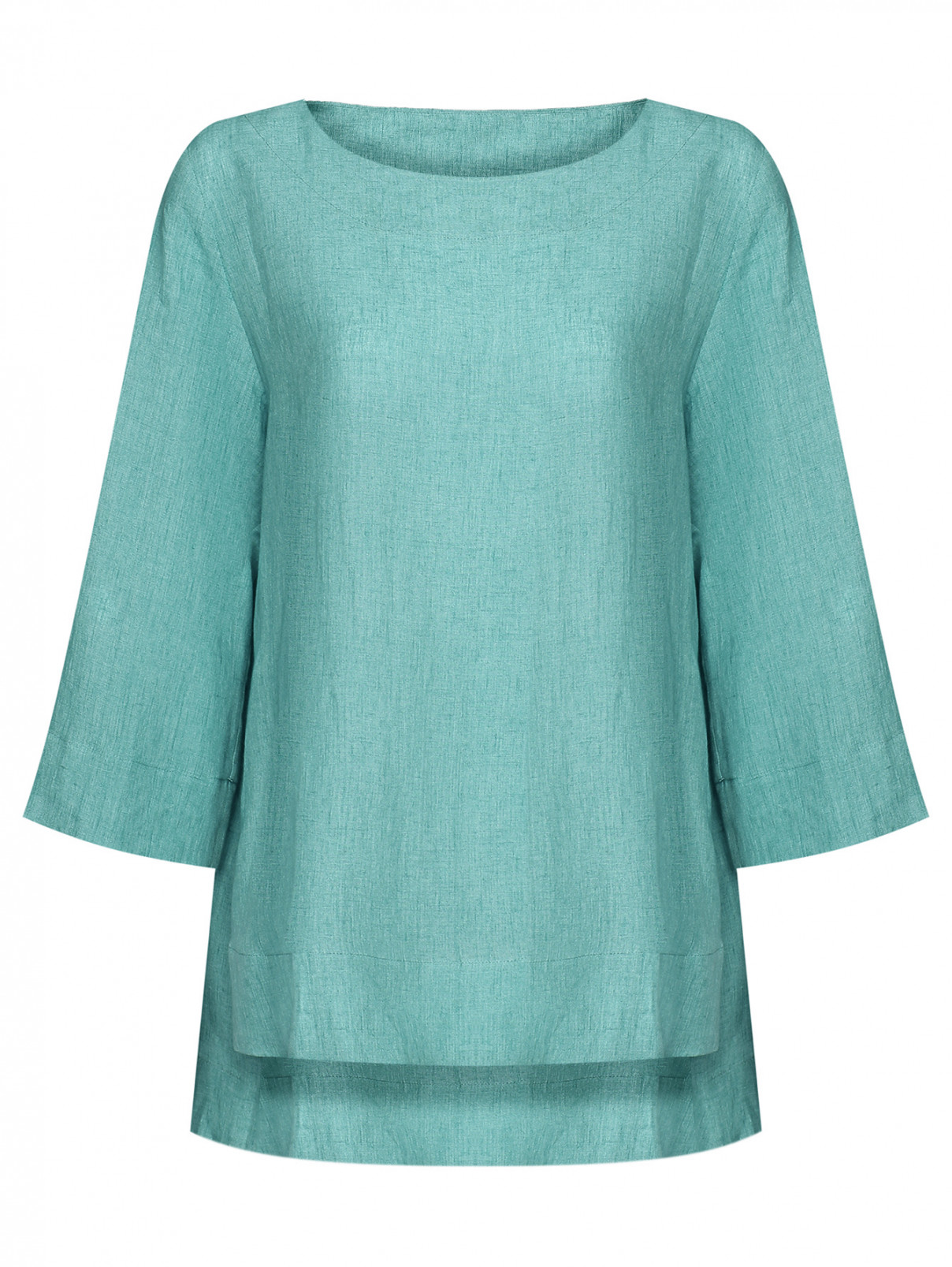 Блуза из льна с разрезами Marina Rinaldi  –  Общий вид  – Цвет:  Зеленый