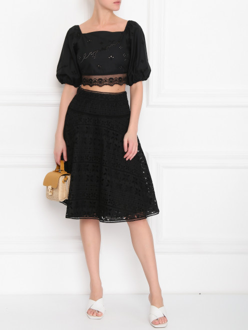 Юбка из хлопка с вышивкой Ermanno Scervino - МодельОбщийВид