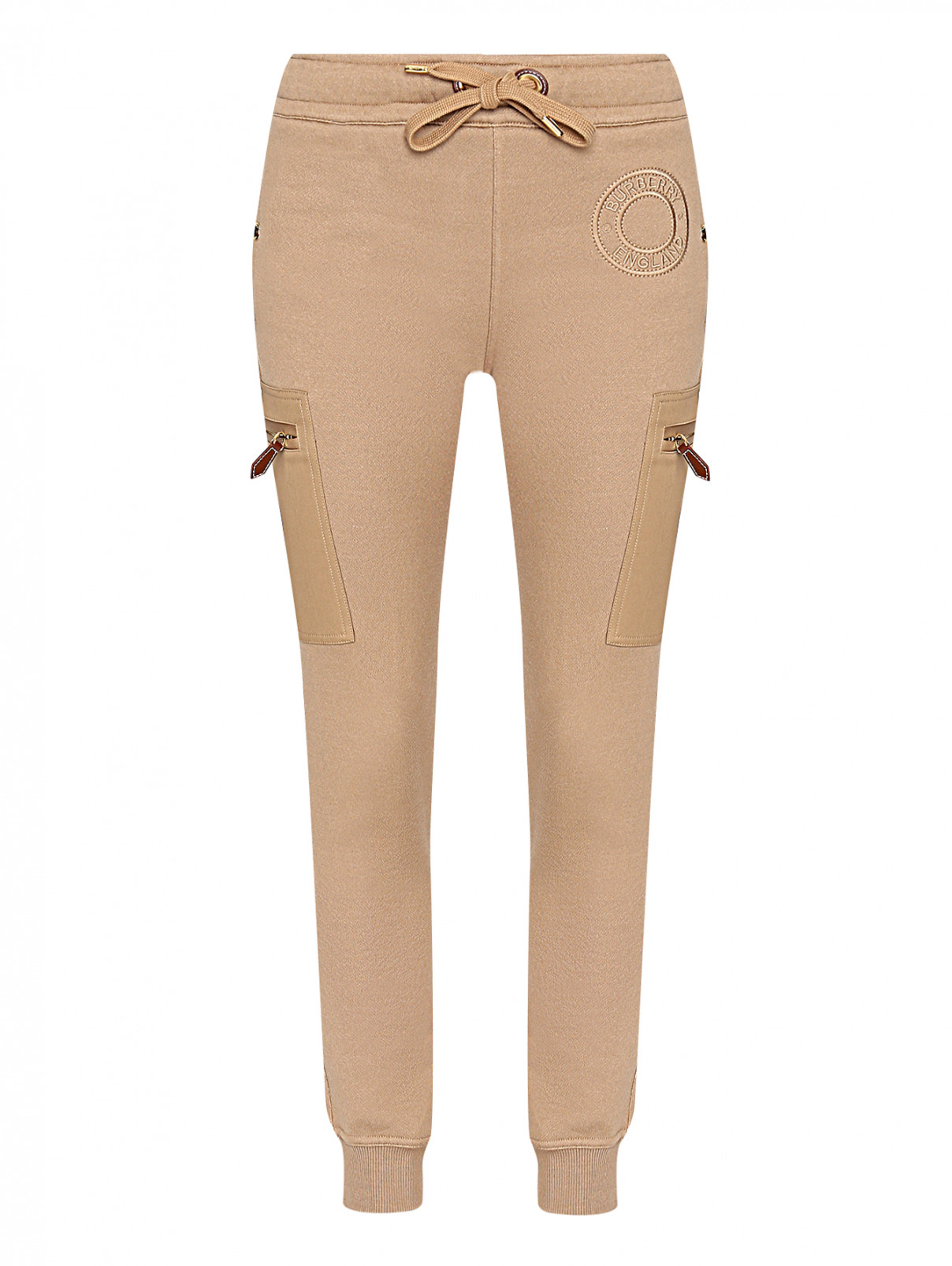 Трикотажные брюки с карманами Burberry  –  Общий вид  – Цвет:  Бежевый