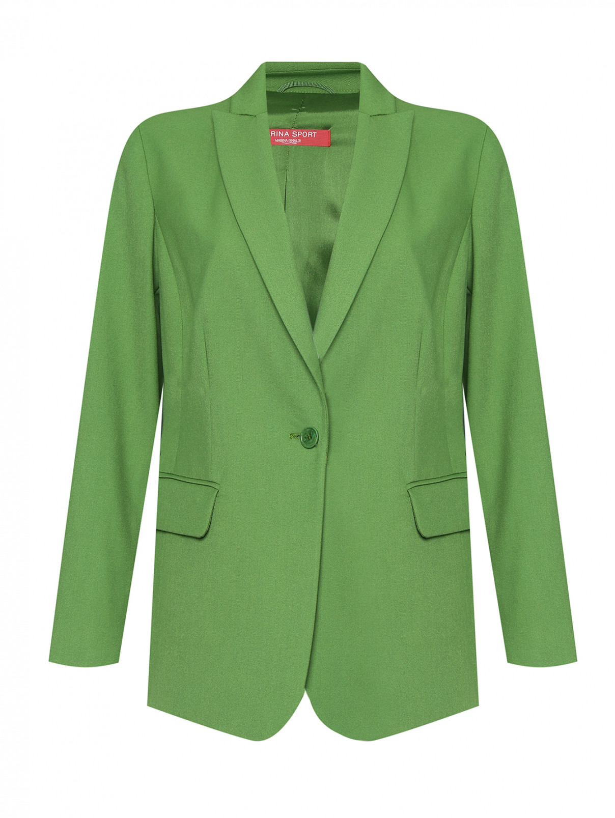 Жакет однобортный с накладными карманами Marina Rinaldi  –  Общий вид  – Цвет:  Зеленый