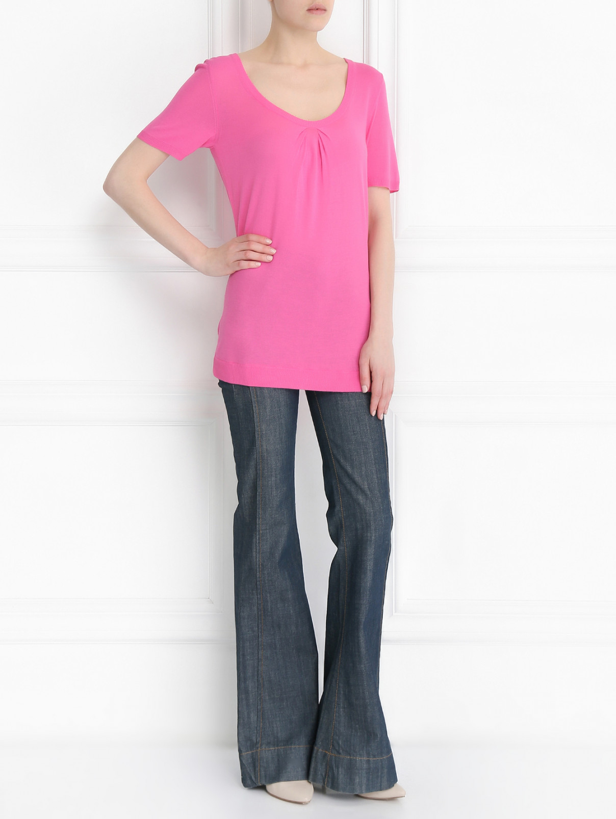 Джемпер с глубоким вырезом Versace Collection  –  Модель Общий вид  – Цвет:  Розовый