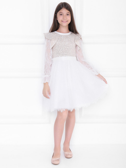 Платье с длинным рукавом и пайетками Aletta Couture - МодельОбщийВид