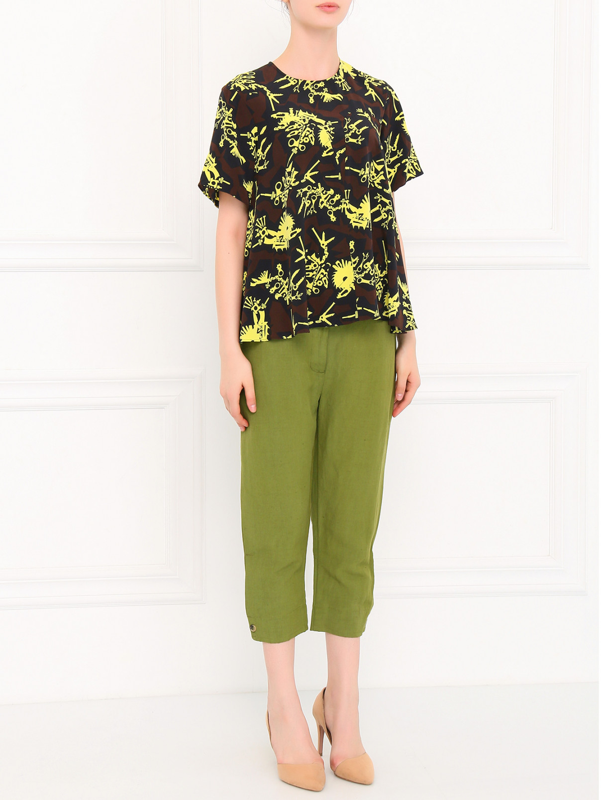 Блуза из шелка свободного кроя с абстрактным узором Kenzo  –  Модель Общий вид  – Цвет:  Узор