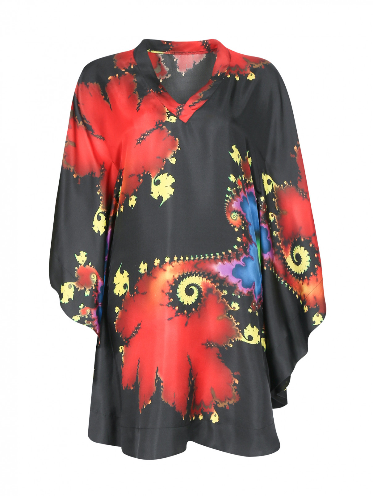 Платье из шелка свободного кроя с узором Ermanno Scervino  –  Общий вид  – Цвет:  Узор