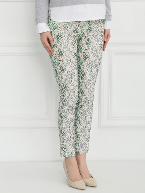 Брюки из хлопка с цветочным узором Ermanno Scervino - Модель Верх-Низ