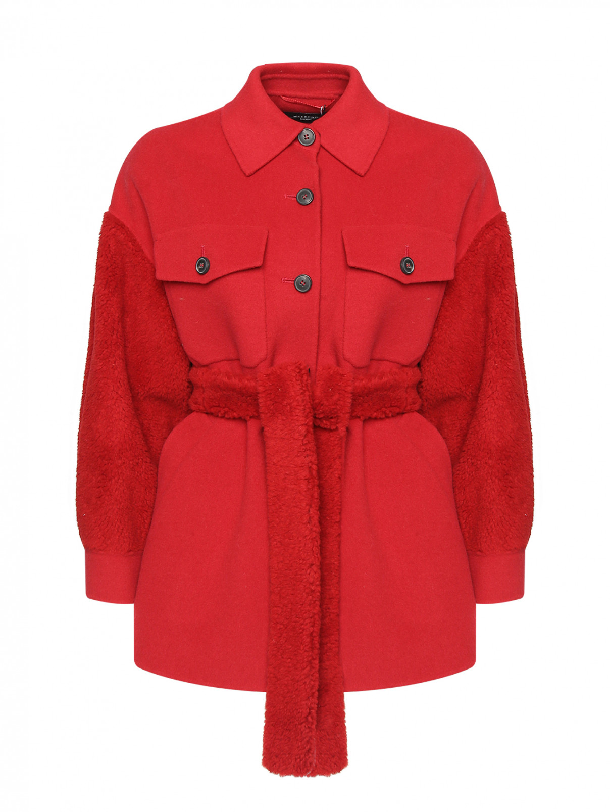 Куртка-рубашка из шерсти Weekend Max Mara  –  Общий вид  – Цвет:  Красный