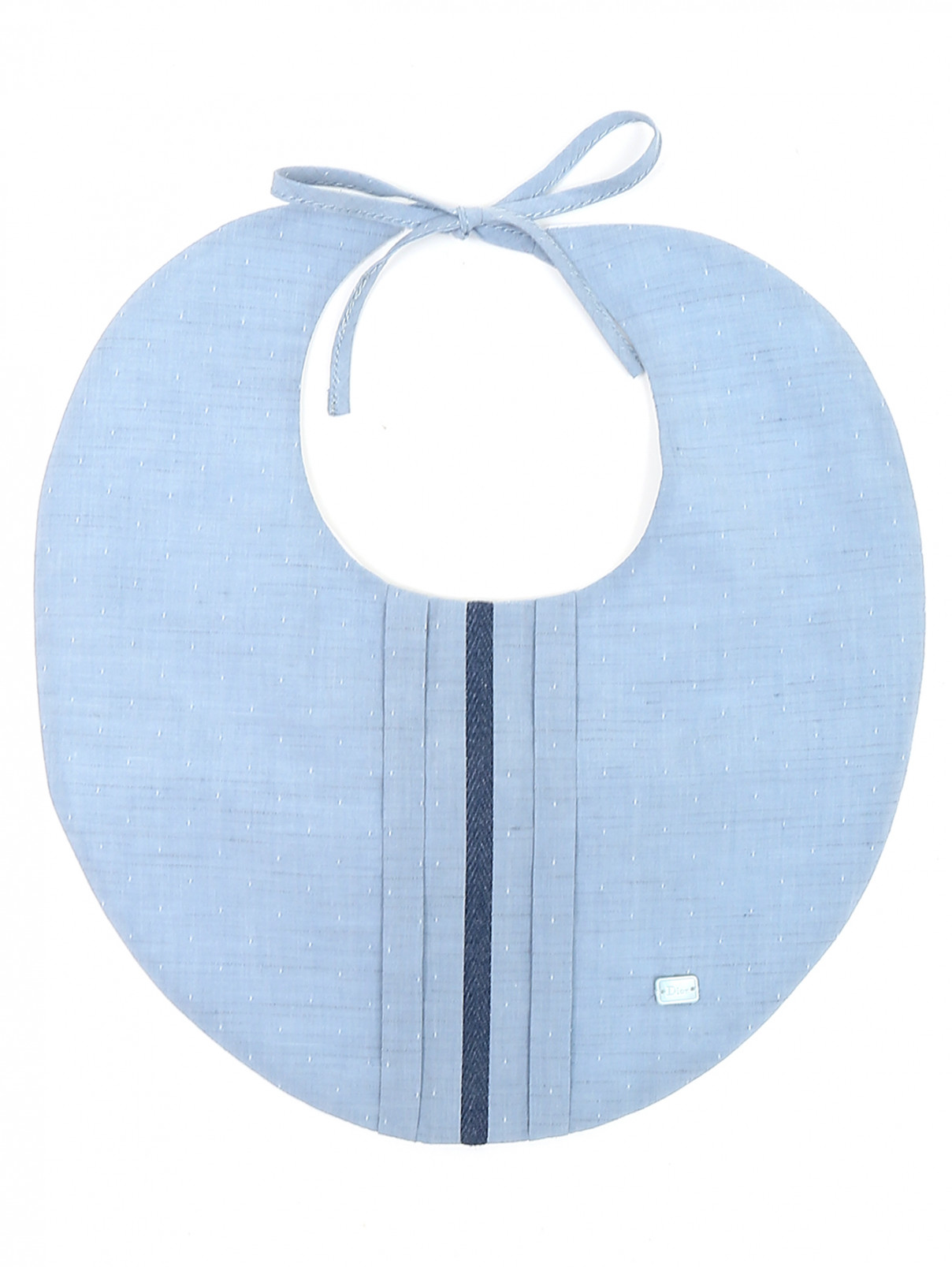Нагрудный фартук из хлопка с добавлением льна Baby Dior  –  Общий вид  – Цвет:  Синий