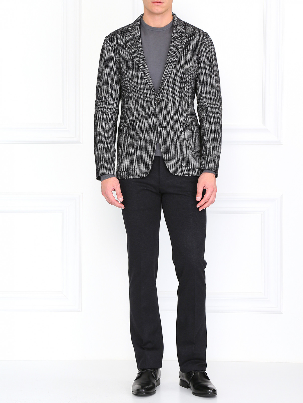 Пиджак из смешанной шерсти с принтом Armani Collezioni  –  Модель Общий вид  – Цвет:  Серый
