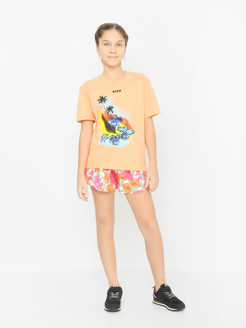 Шорты с цветочным узором MSGM - МодельОбщийВид