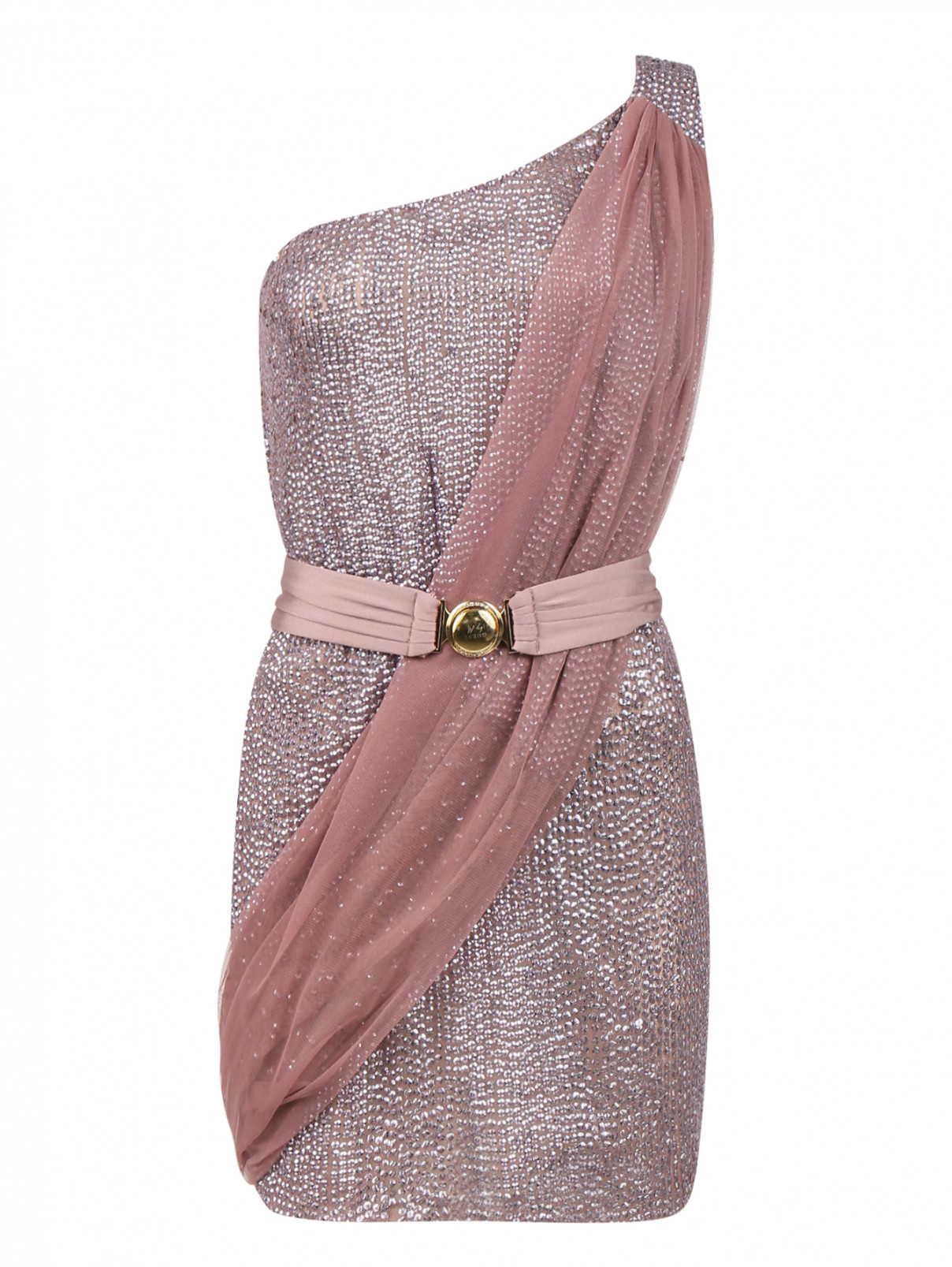 Платье-мини декорированное пайетками Guess by Marciano  –  Общий вид  – Цвет:  Фиолетовый