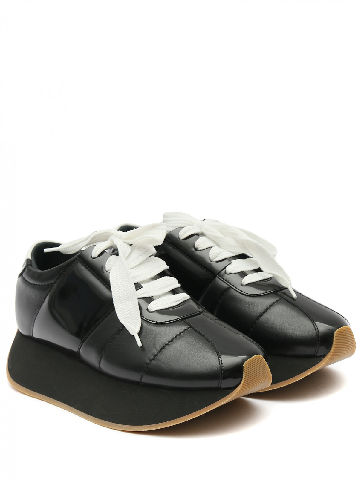 Кроссовки из кожи с контрастной отделкой Marni  –  Общий вид  – Цвет:  Черный