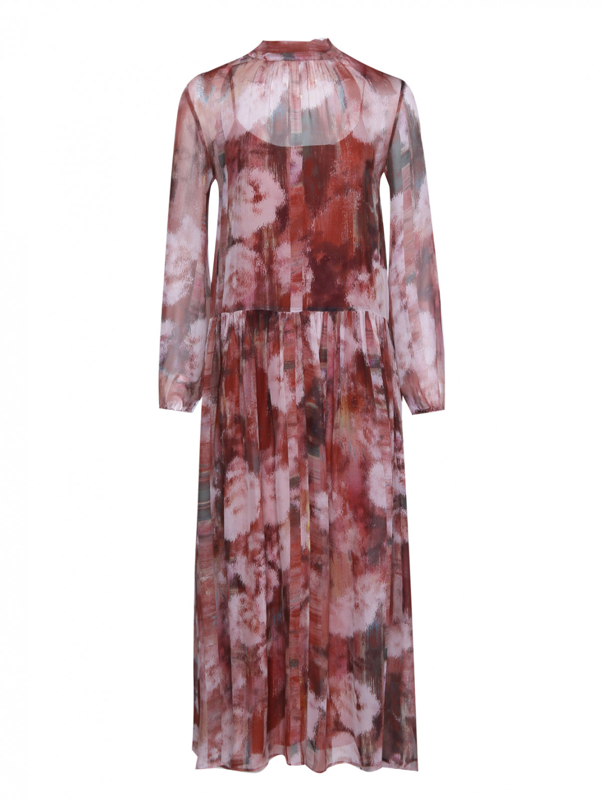 Платье-миди из смешанного шелка с узором Max&Co  –  Общий вид  – Цвет:  Узор