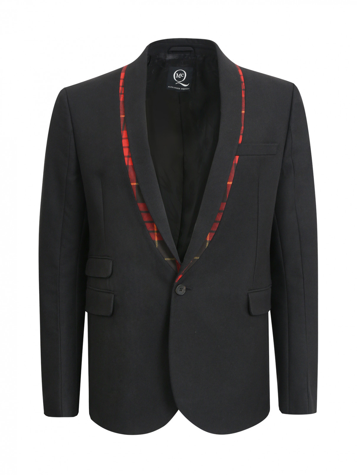 Пиджак с контрастными вставками и накладными карманами Alexander McQueen  –  Общий вид  – Цвет:  Черный