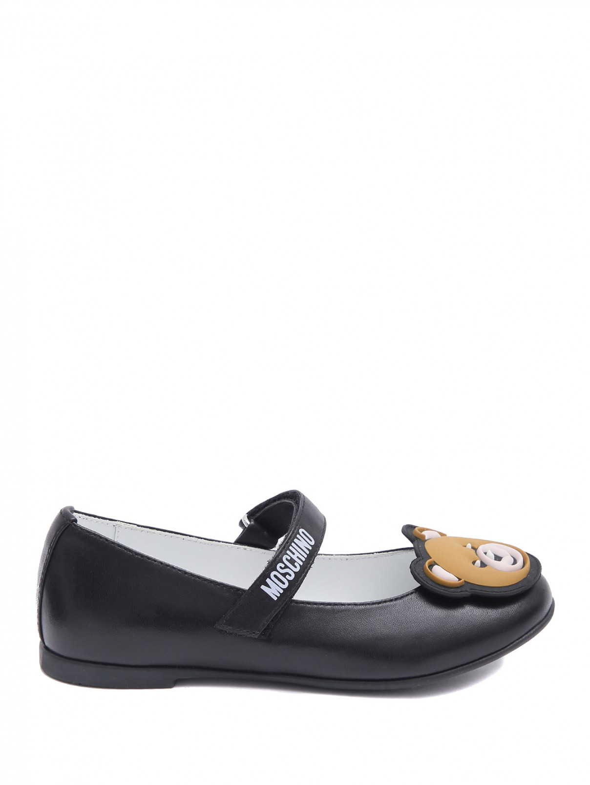 Кожаные туфли с аппликацией Moschino  –  Обтравка1  – Цвет:  Черный