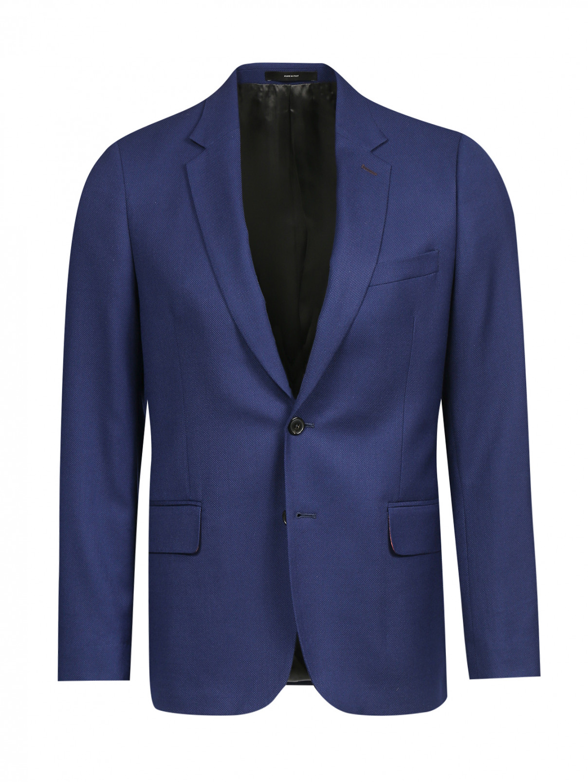 Пиджак однобортный из шерсти Paul Smith  –  Общий вид  – Цвет:  Синий